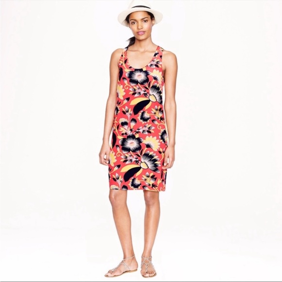 J.Crew Coral Floral Racerback Dress - Size 4 - Picture 1 of 6